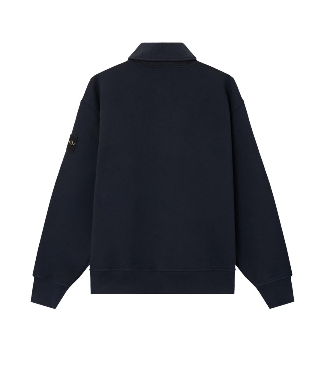 STONE ISLAND Темно-синее хлопковое поло с длинным рукавом, фото 2