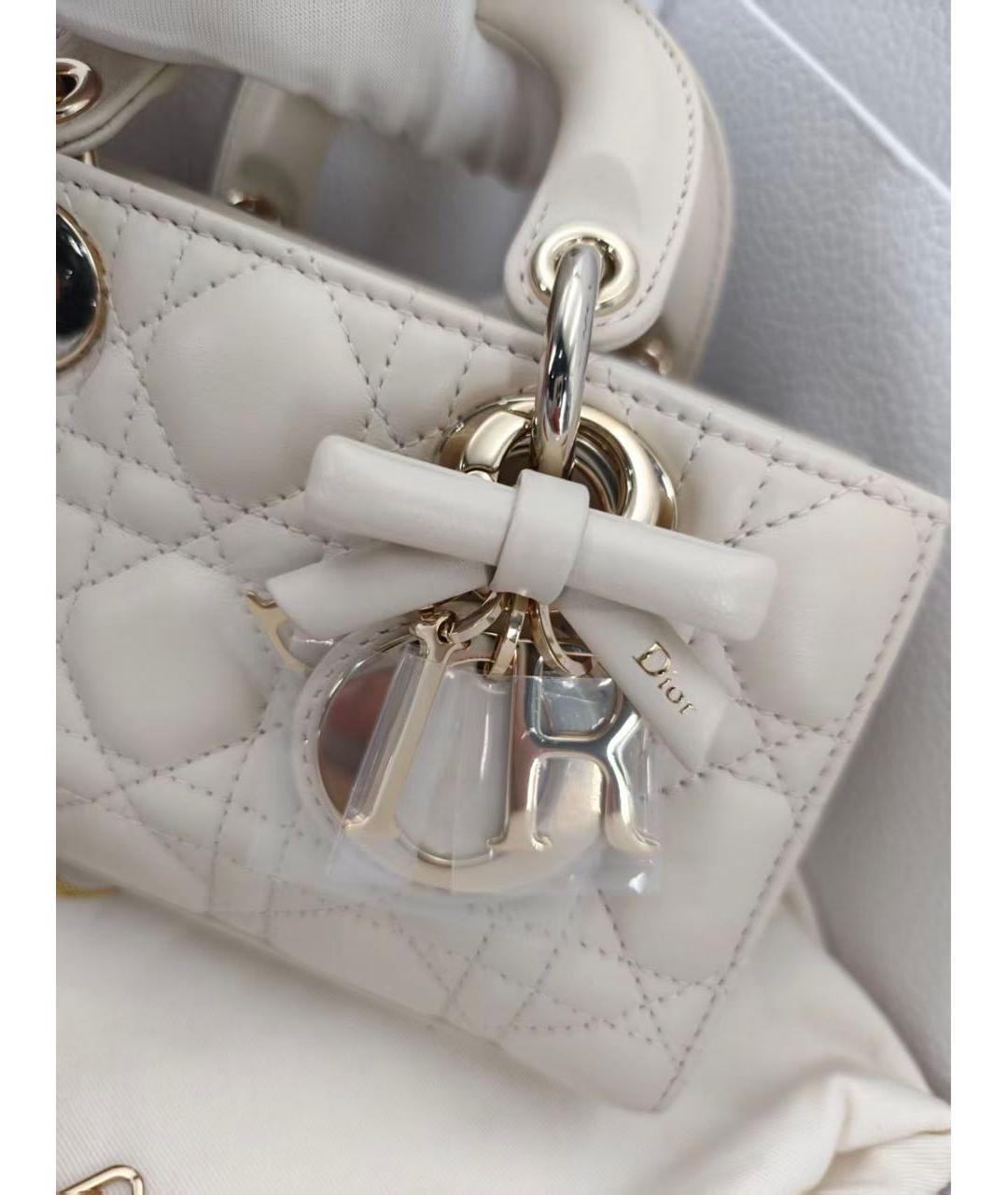 CHRISTIAN DIOR Белая кожаная сумка с короткими ручками, фото 5