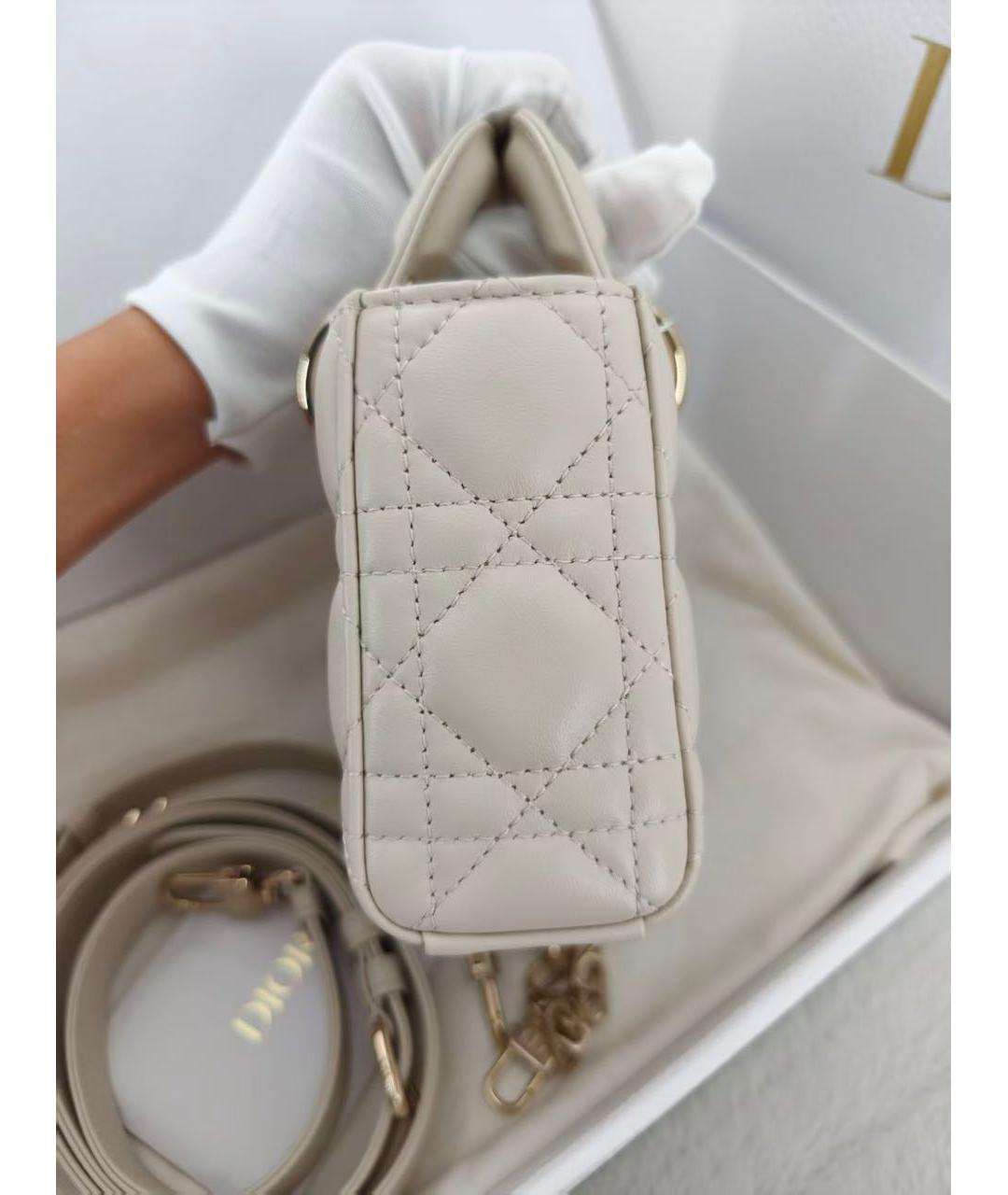 CHRISTIAN DIOR Белая кожаная сумка с короткими ручками, фото 2