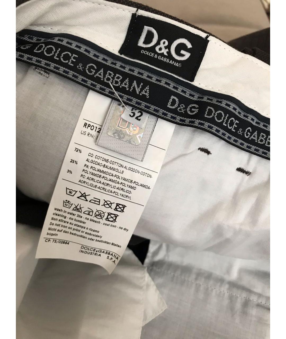 DOLCE&GABBANA Коричневые хлопковые повседневные брюки, фото 6