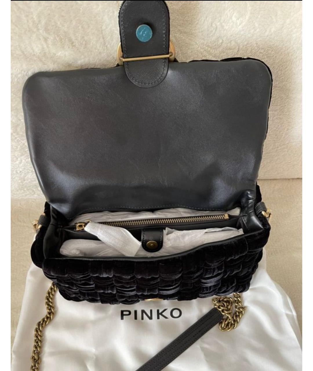 PINKO Черная бархатная сумка через плечо, фото 5