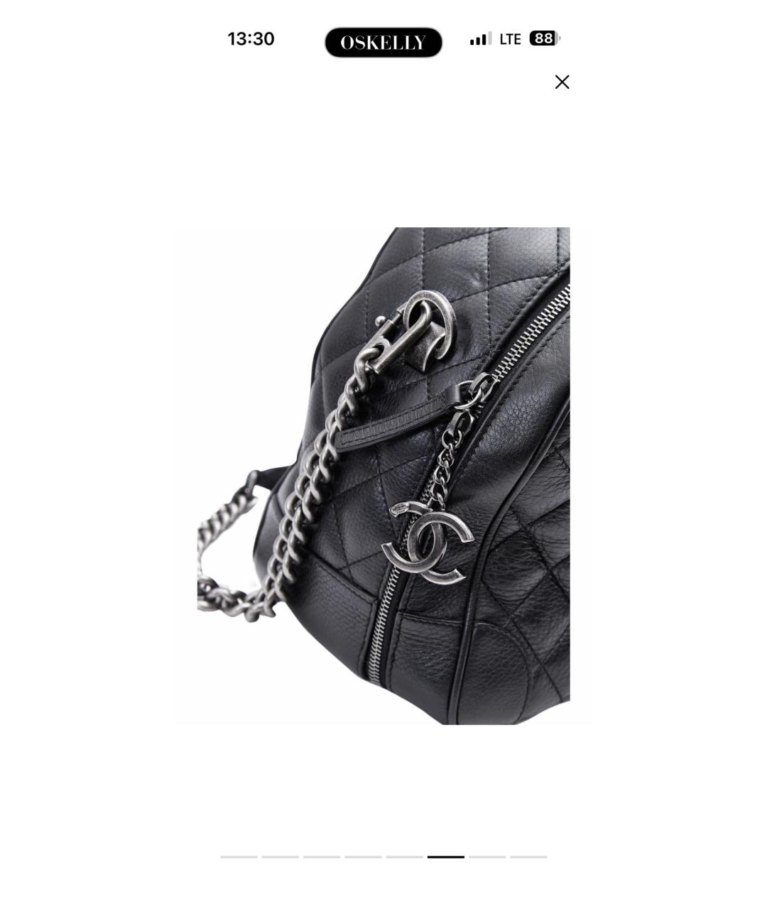 CHANEL Черная кожаная сумка с короткими ручками, фото 6