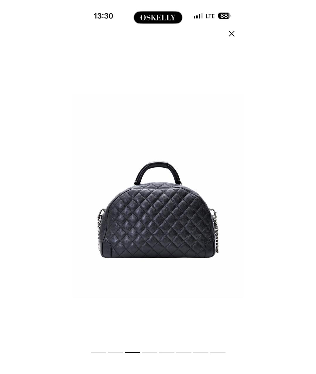 CHANEL Черная кожаная сумка с короткими ручками, фото 3
