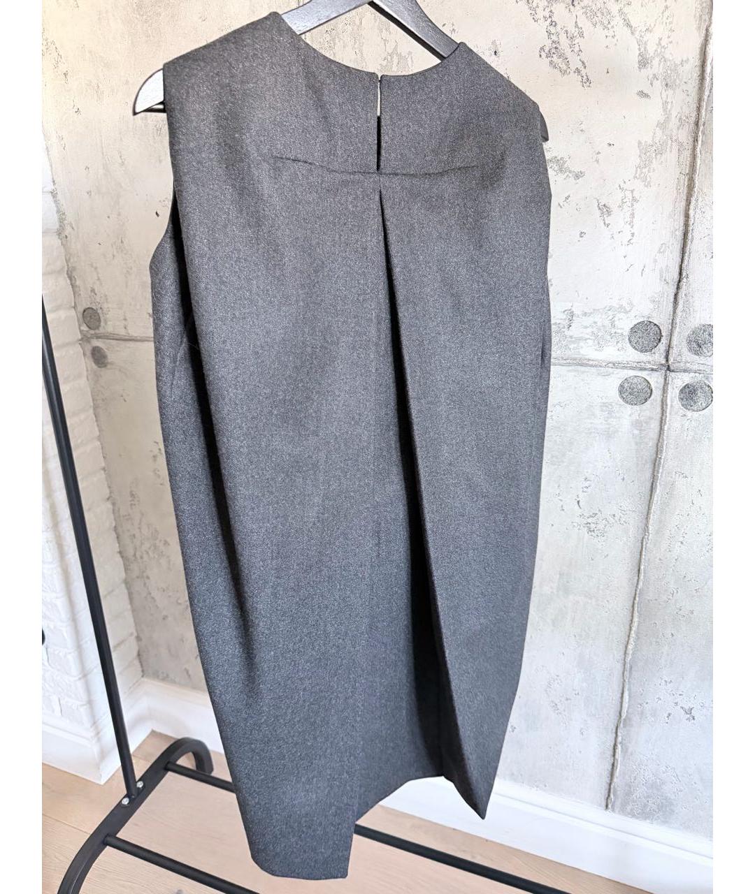 SAINT LAURENT Серое шерстяное повседневное платье, фото 4