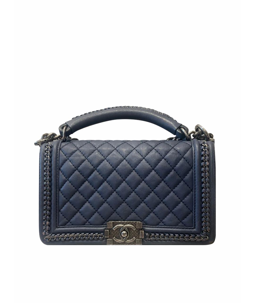 CHANEL Темно-синяя кожаная сумка через плечо, фото 1