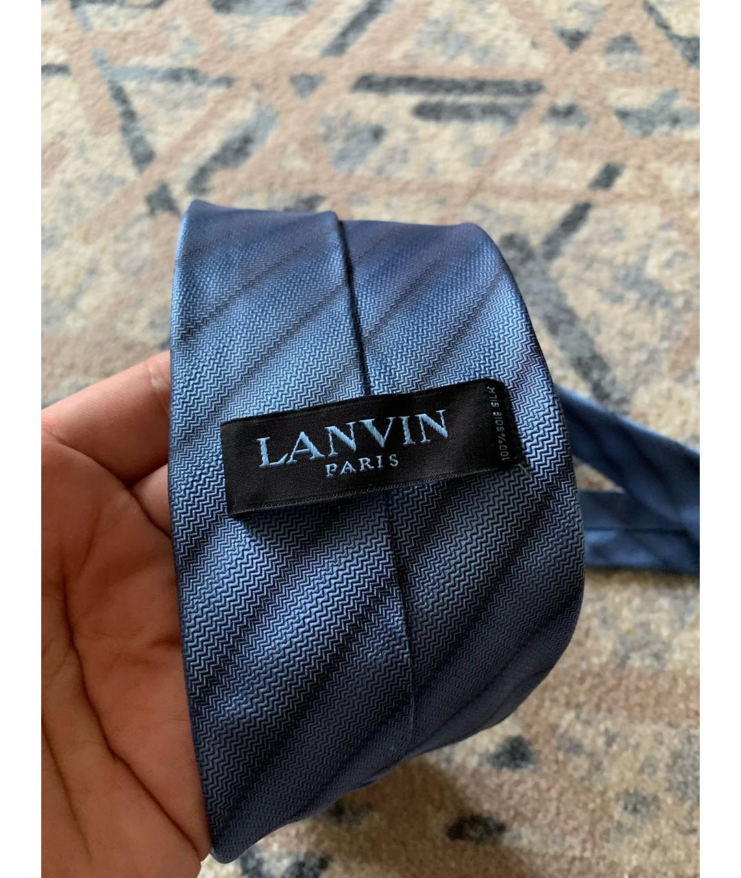 LANVIN Голубой шелковый галстук, фото 3