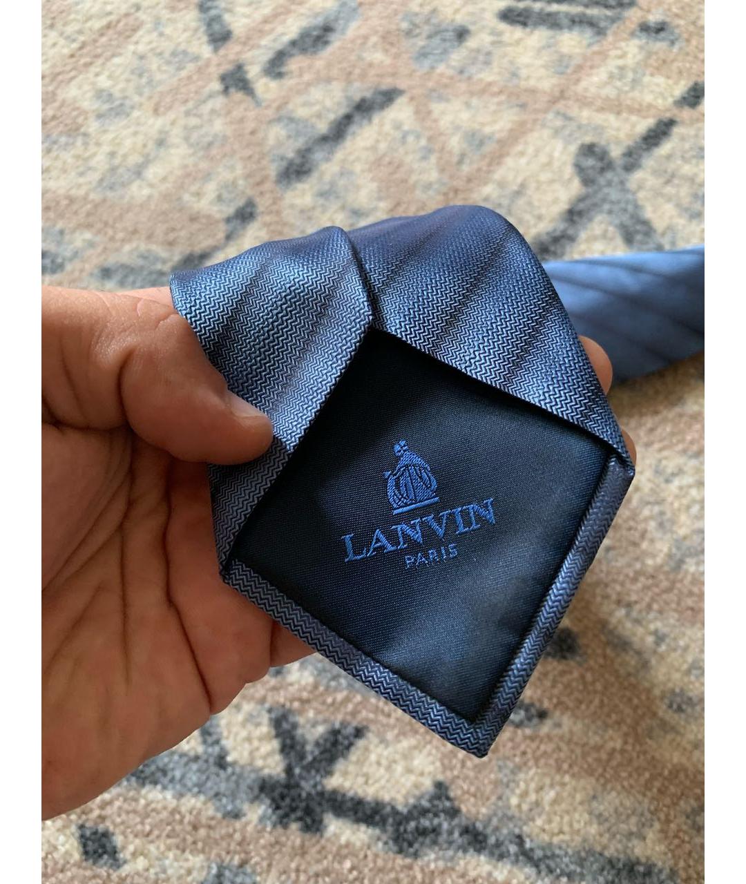 LANVIN Голубой шелковый галстук, фото 4