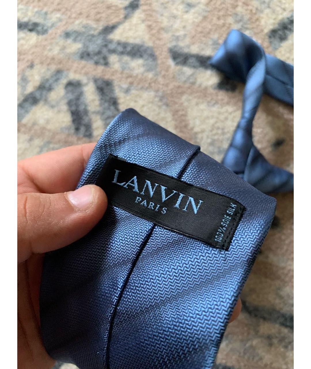 LANVIN Голубой шелковый галстук, фото 5