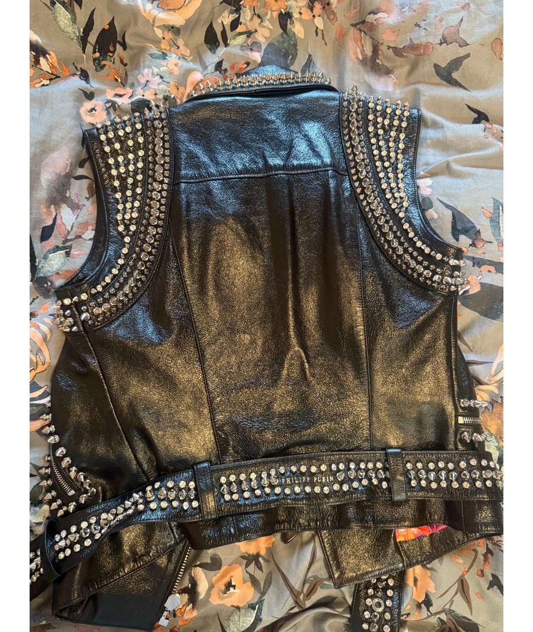 PHILIPP PLEIN Черный кожаный жилет, фото 6