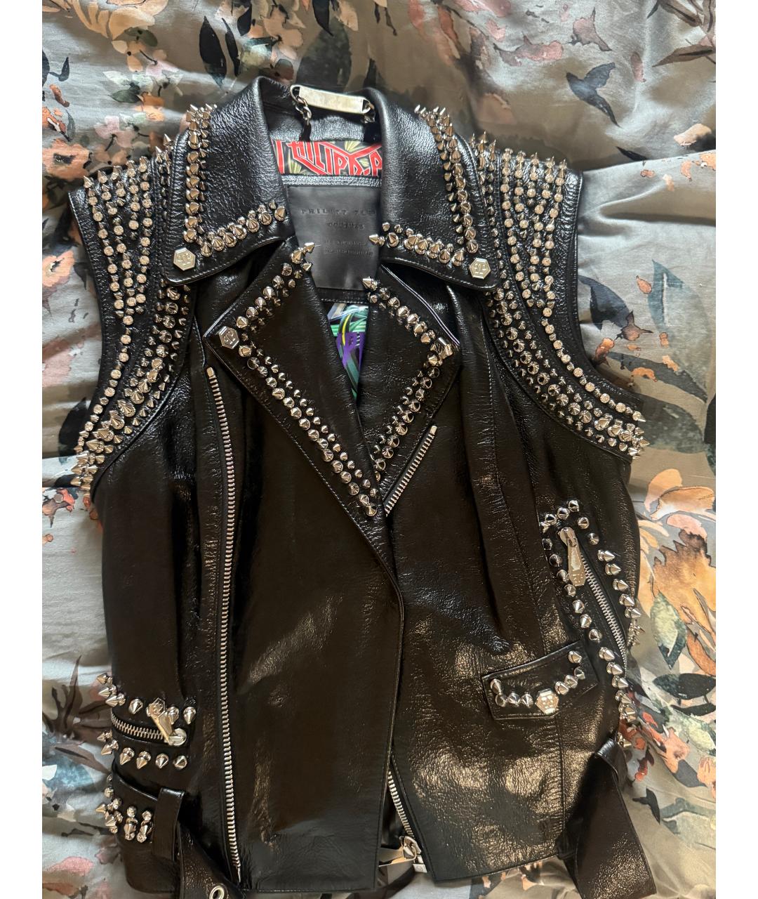 PHILIPP PLEIN Черный кожаный жилет, фото 7