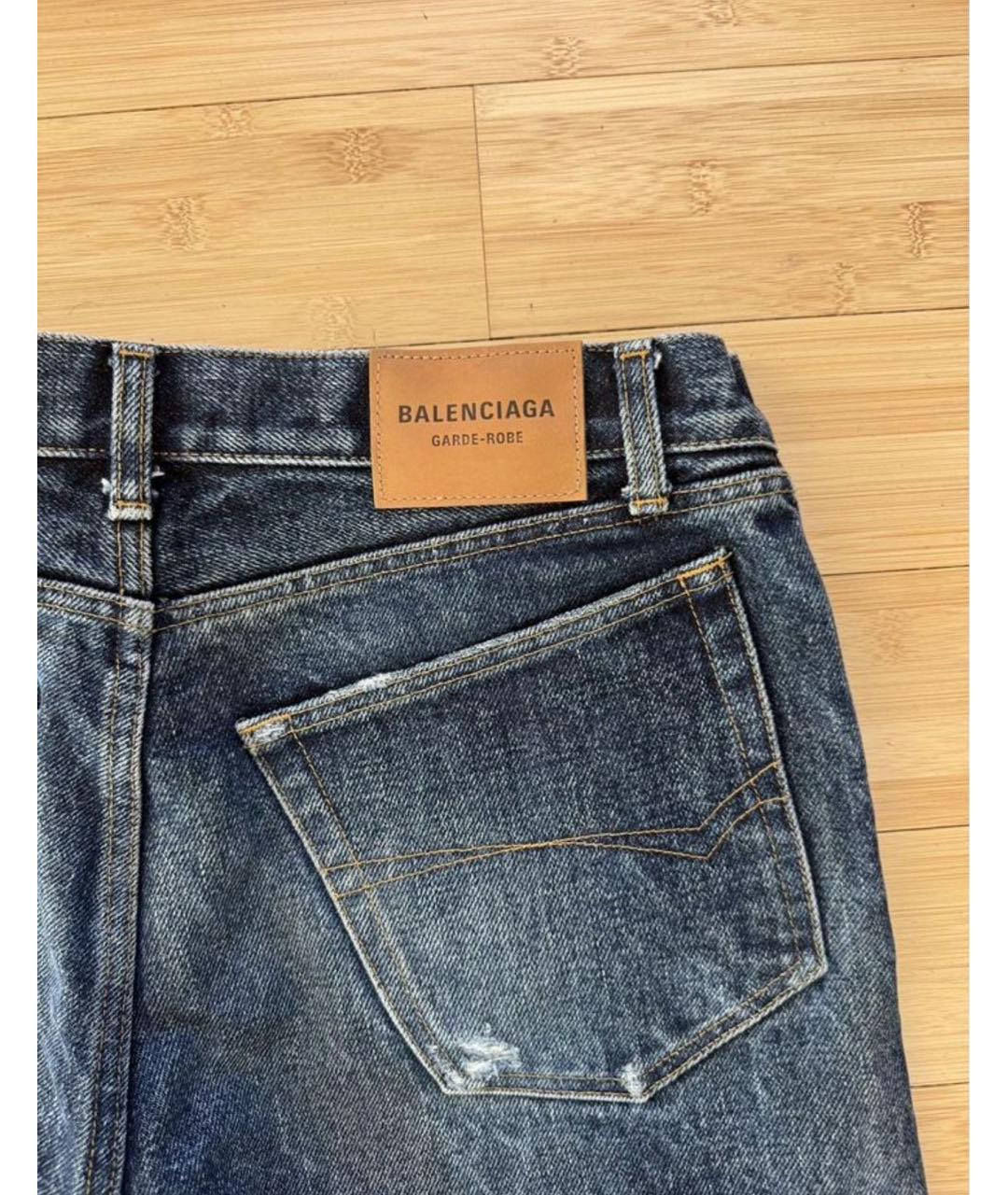 BALENCIAGA Темно-синие хлопковые прямые джинсы, фото 4