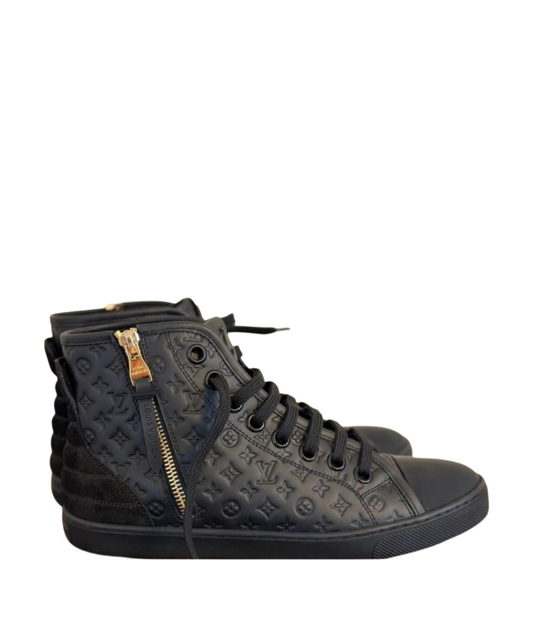 LOUIS VUITTON Черные кожаные кеды, фото 1