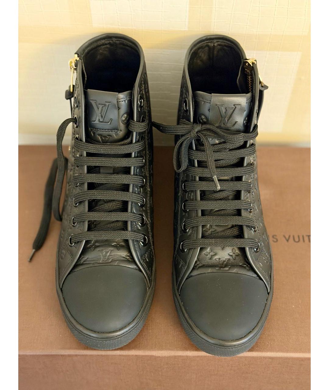 LOUIS VUITTON Черные кожаные кеды, фото 3