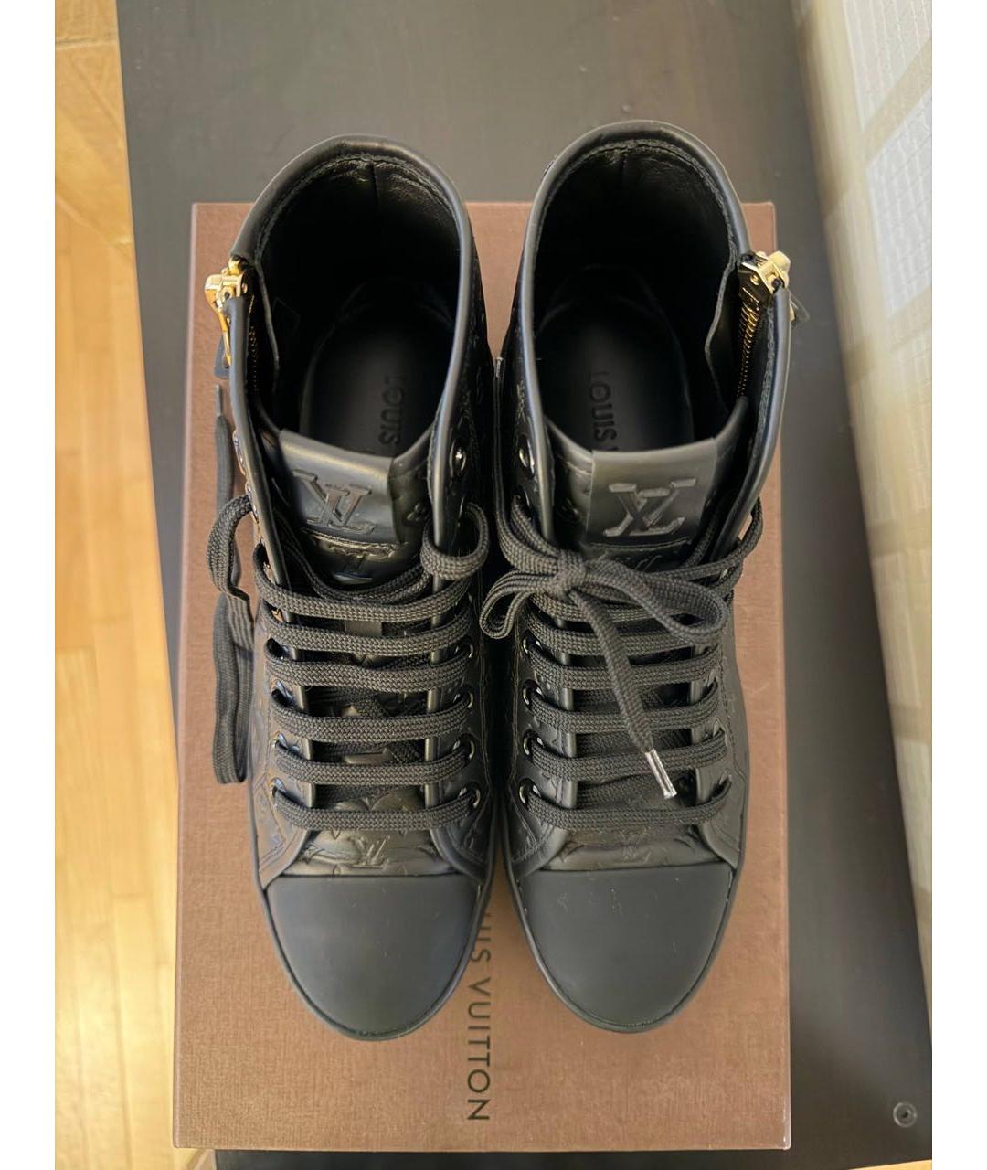LOUIS VUITTON Черные кожаные кеды, фото 3
