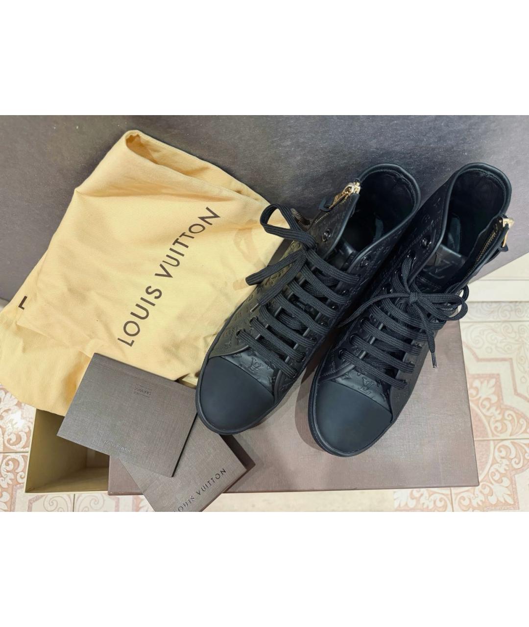 LOUIS VUITTON Черные кожаные кеды, фото 8