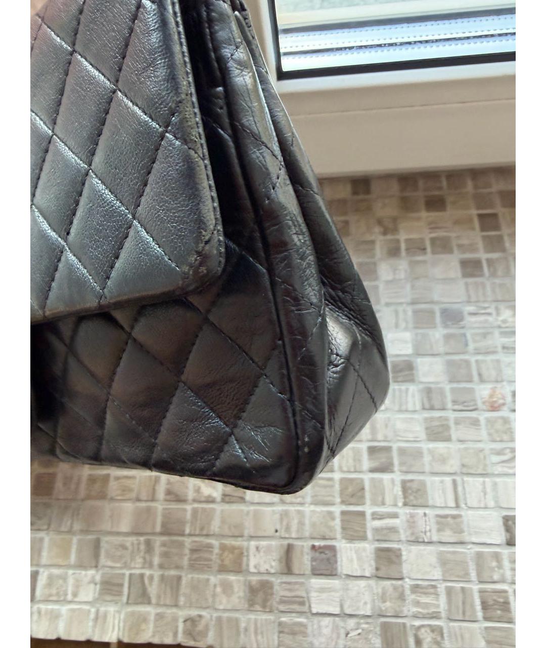 CHANEL Черная кожаная сумка с короткими ручками, фото 7