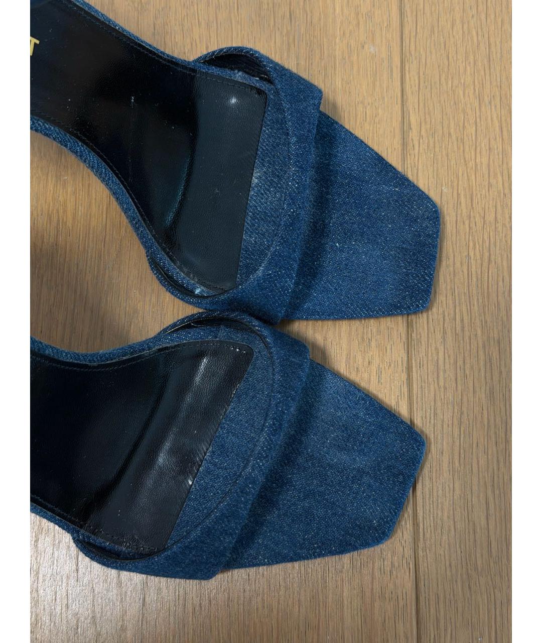 SAINT LAURENT Синие текстильные босоножки, фото 5