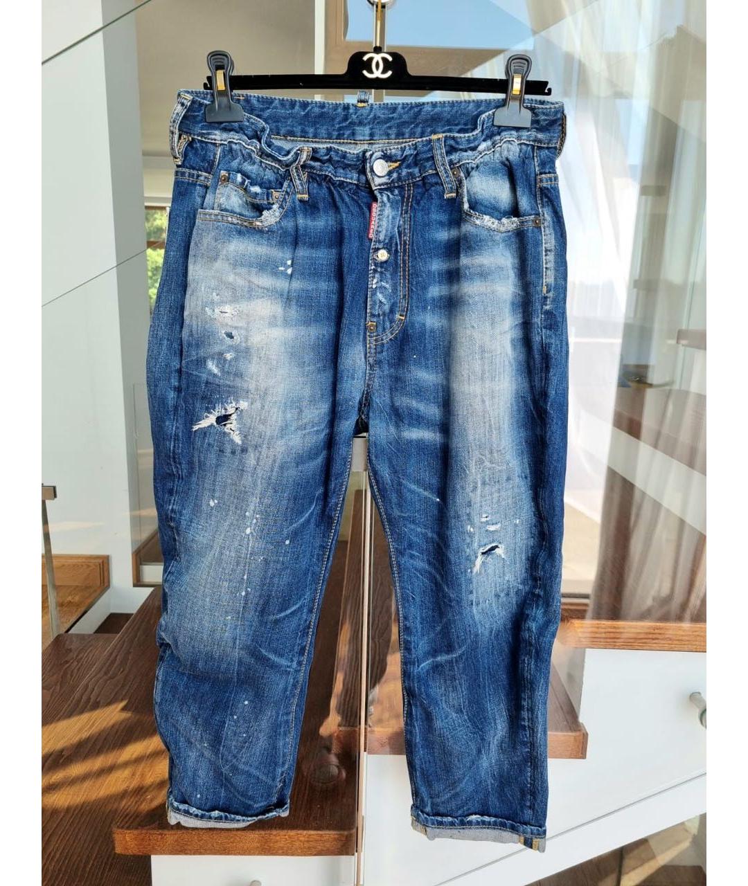 DSQUARED2 Синие хлопковые прямые джинсы, фото 9