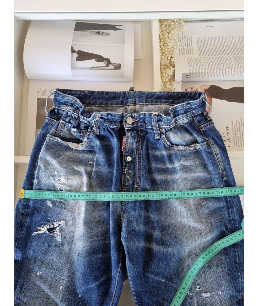 DSQUARED2 Синие хлопковые прямые джинсы, фото 5