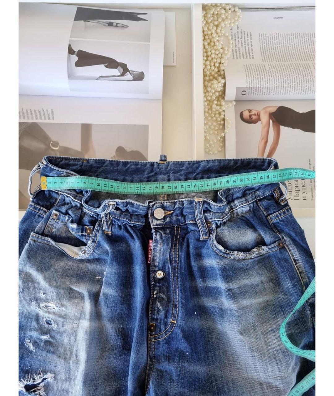 DSQUARED2 Синие хлопковые прямые джинсы, фото 4