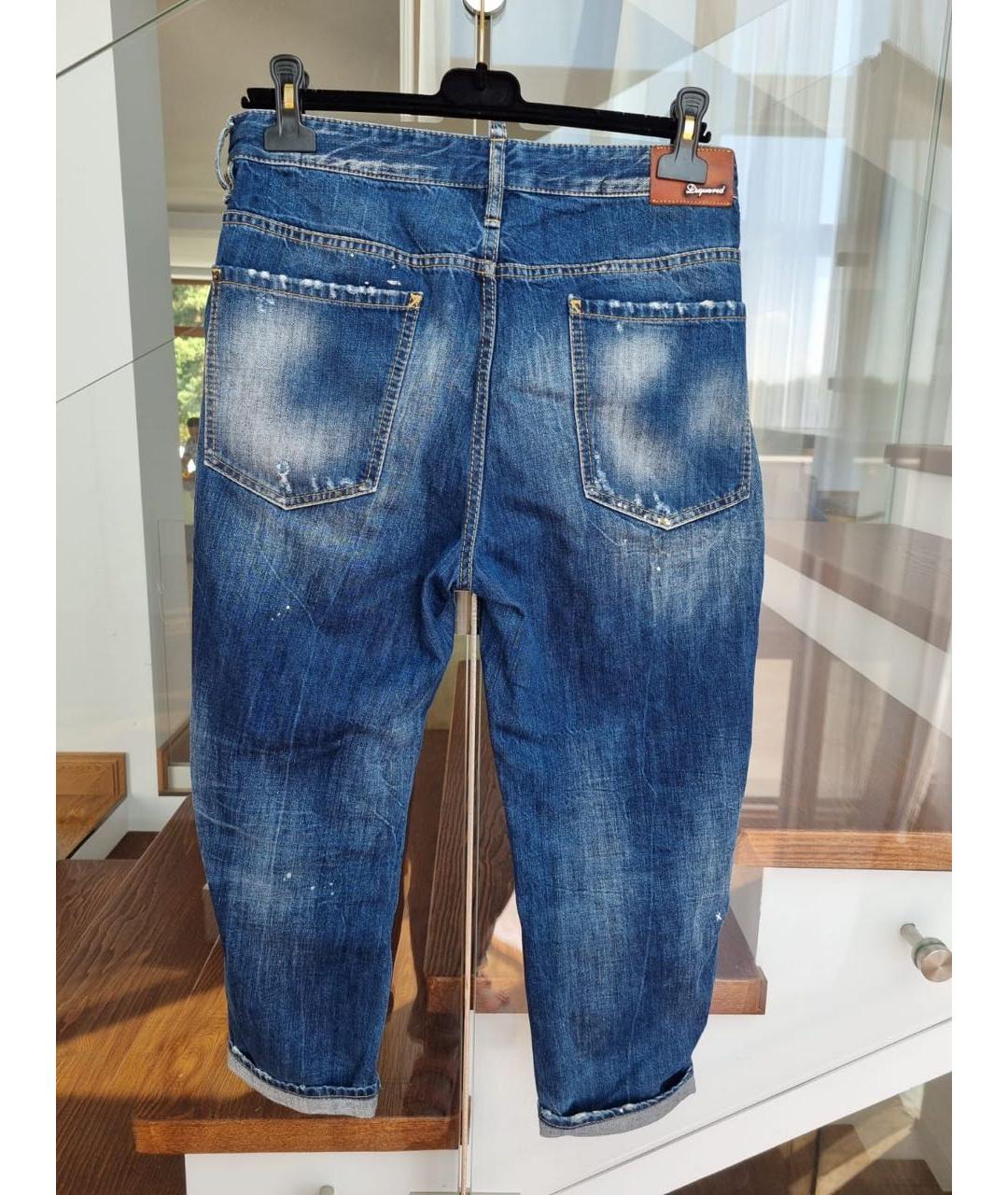 DSQUARED2 Синие хлопковые прямые джинсы, фото 2