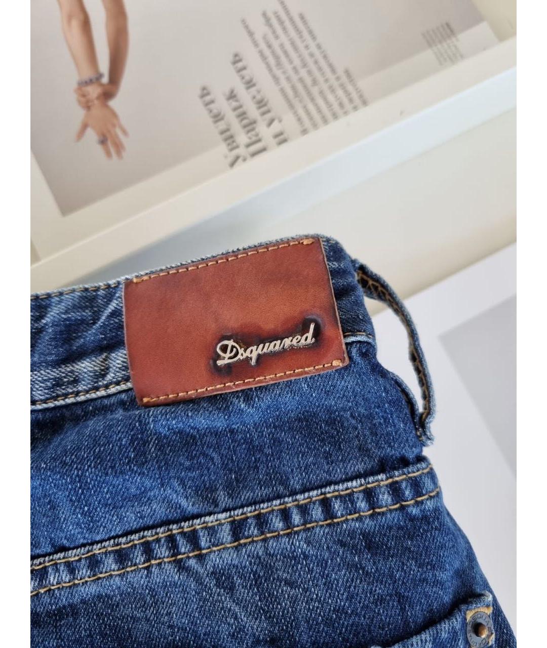 DSQUARED2 Синие хлопковые прямые джинсы, фото 6
