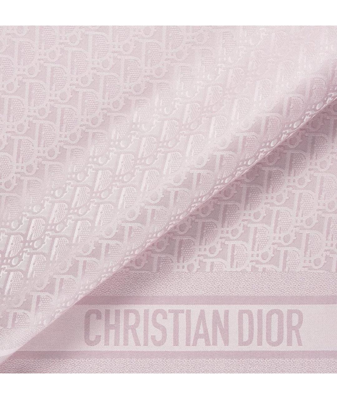 CHRISTIAN DIOR Розовый шелковый платок, фото 2