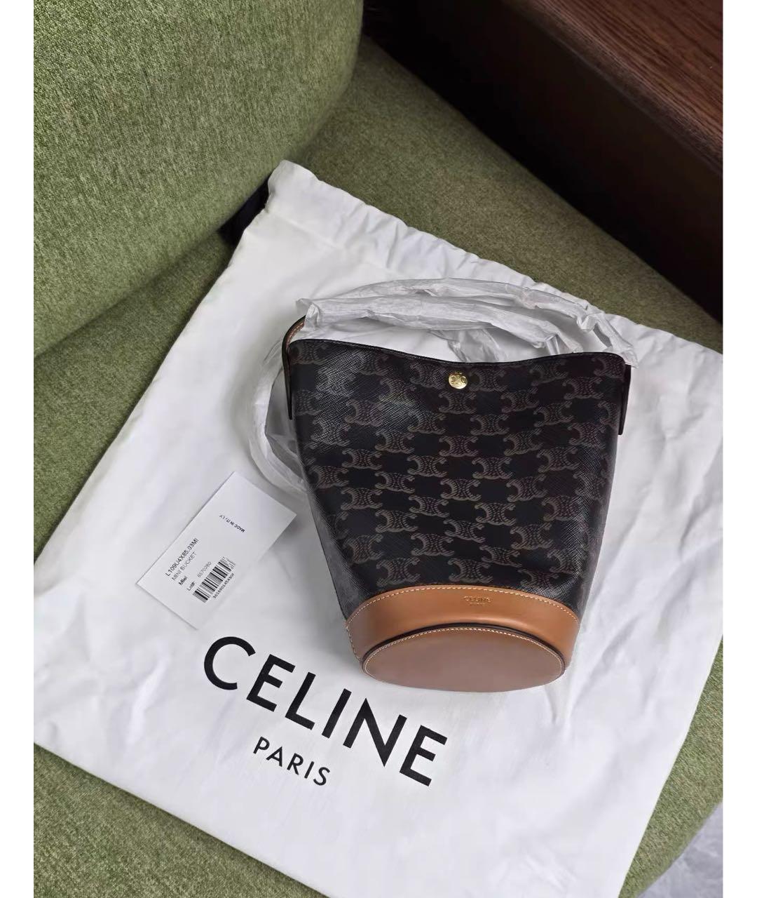 CELINE Коричневая сумка через плечо из канвы, фото 3