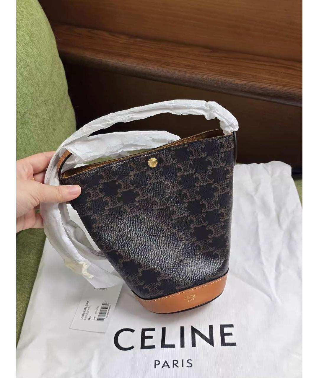 CELINE Коричневая сумка через плечо из канвы, фото 2