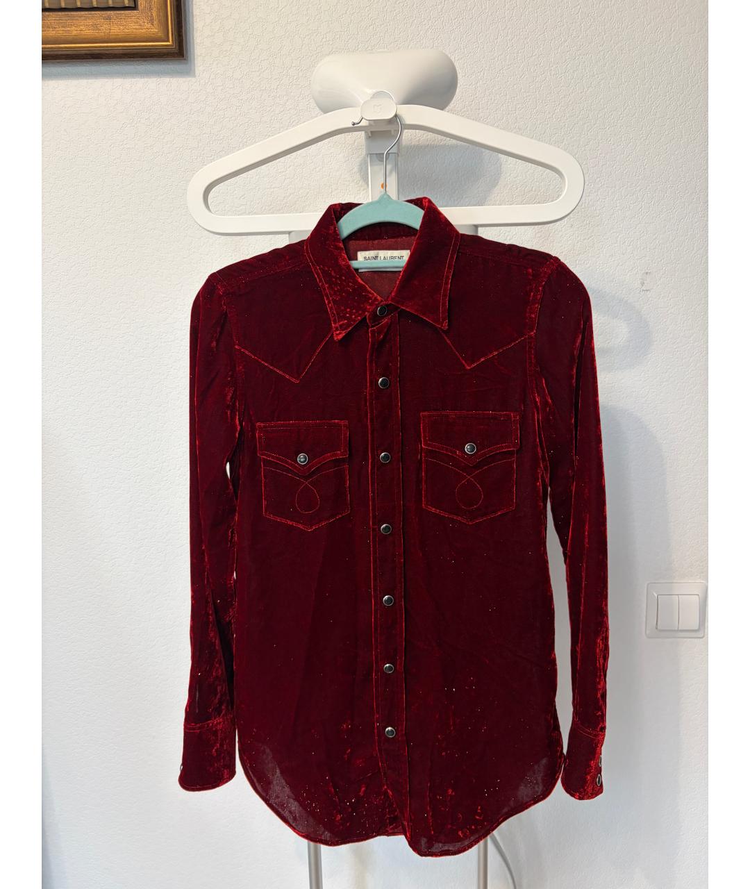 SAINT LAURENT Красная вискозная рубашка, фото 2