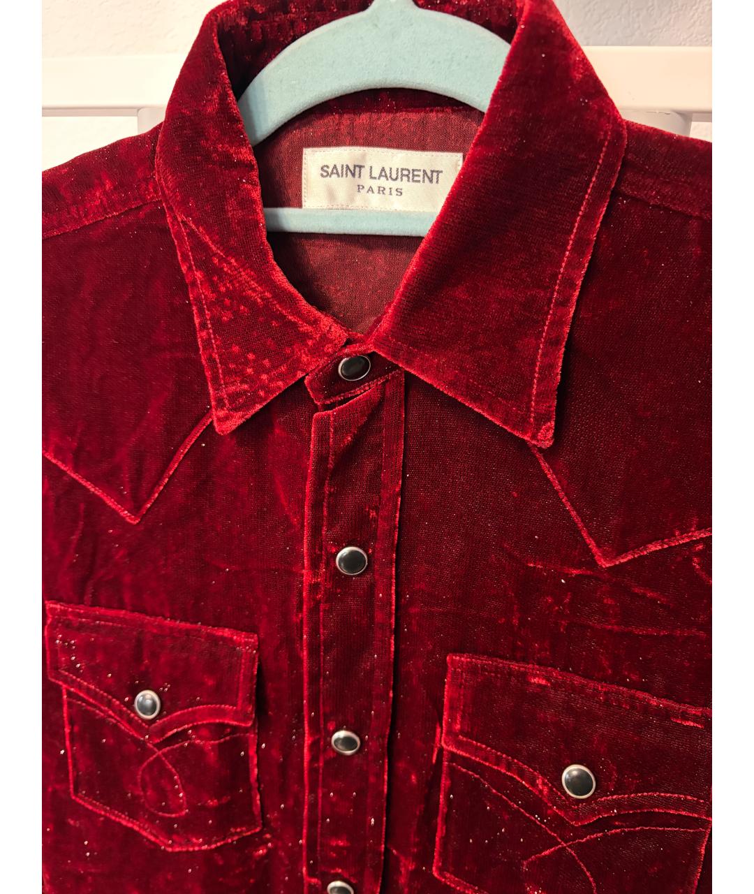 SAINT LAURENT Красная вискозная рубашка, фото 4