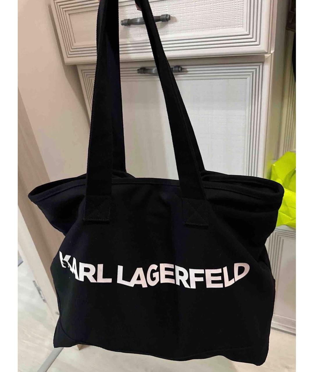 KARL LAGERFELD Черная хлопковая сумка тоут, фото 5