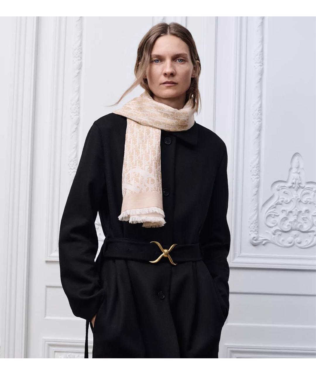 CHRISTIAN DIOR Бежевый хлопковый платок, фото 2