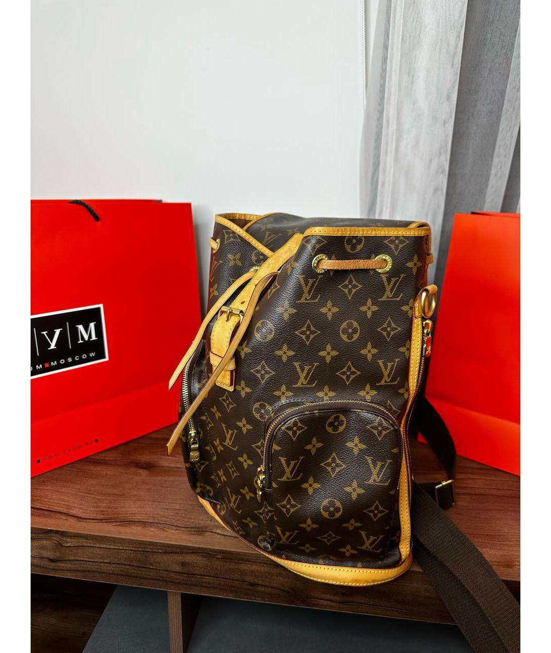LOUIS VUITTON Коричневый рюкзак из канвы, фото 3