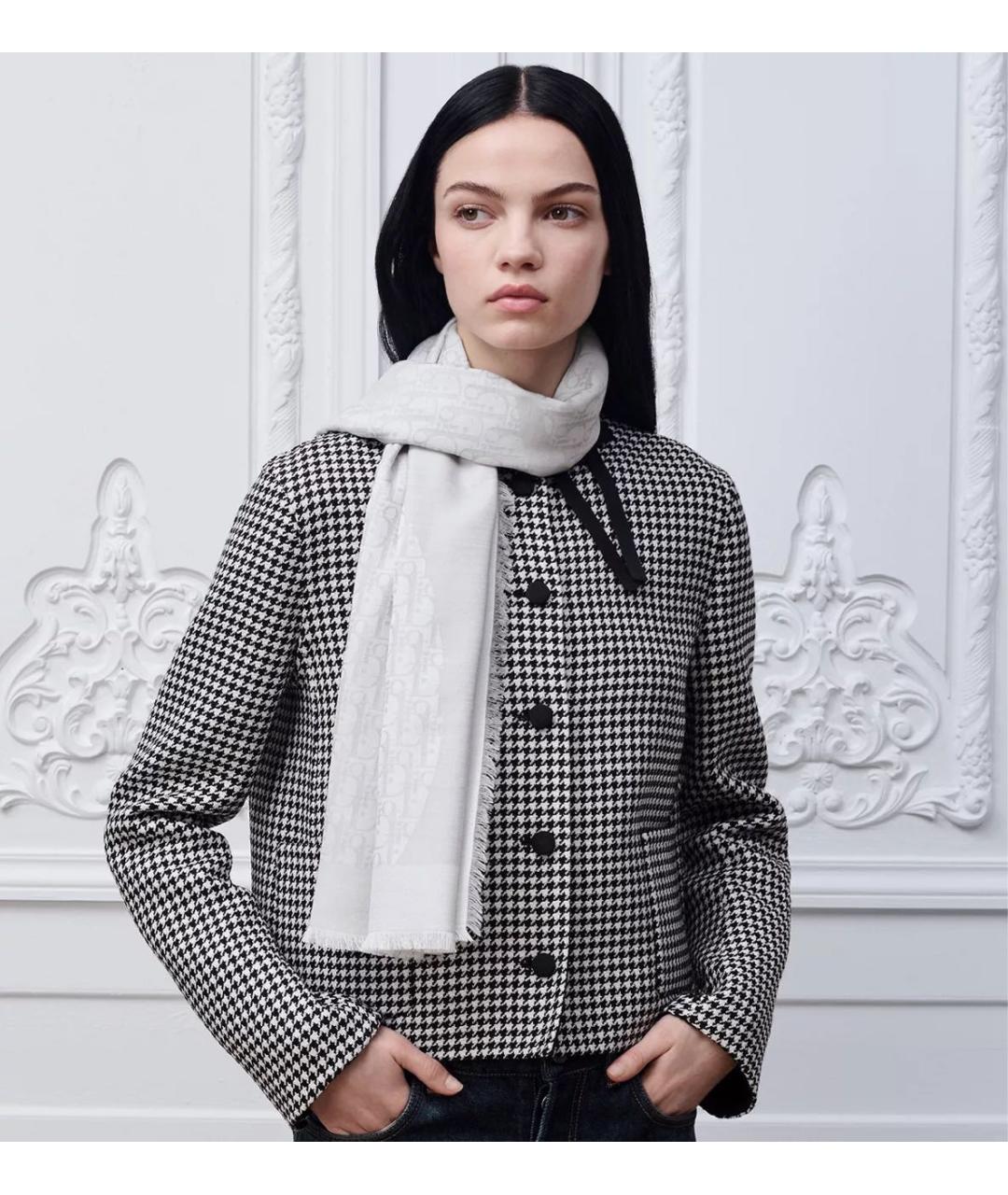 CHRISTIAN DIOR Серый хлопковый платок, фото 2