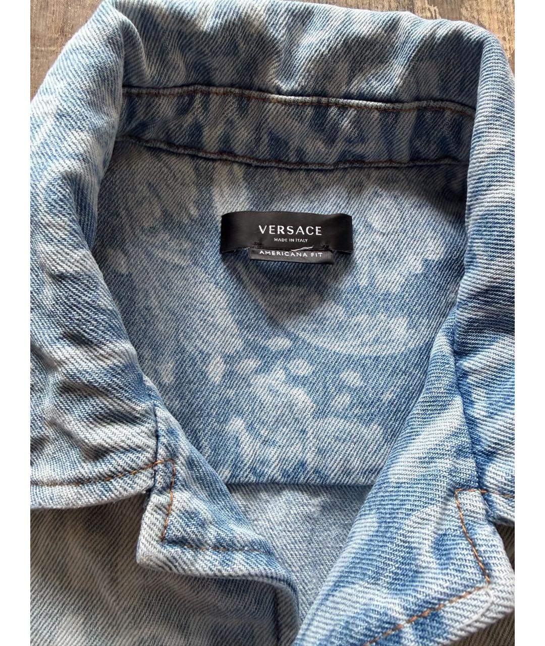 VERSACE Голубая хлопковая кэжуал рубашка, фото 3