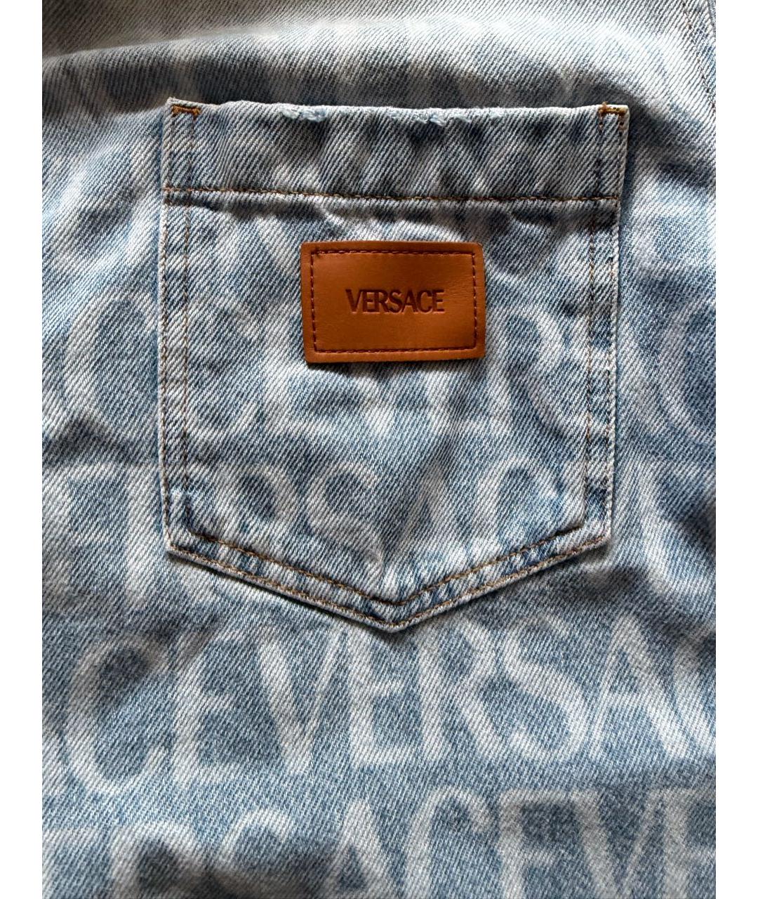VERSACE Голубая хлопковая кэжуал рубашка, фото 4