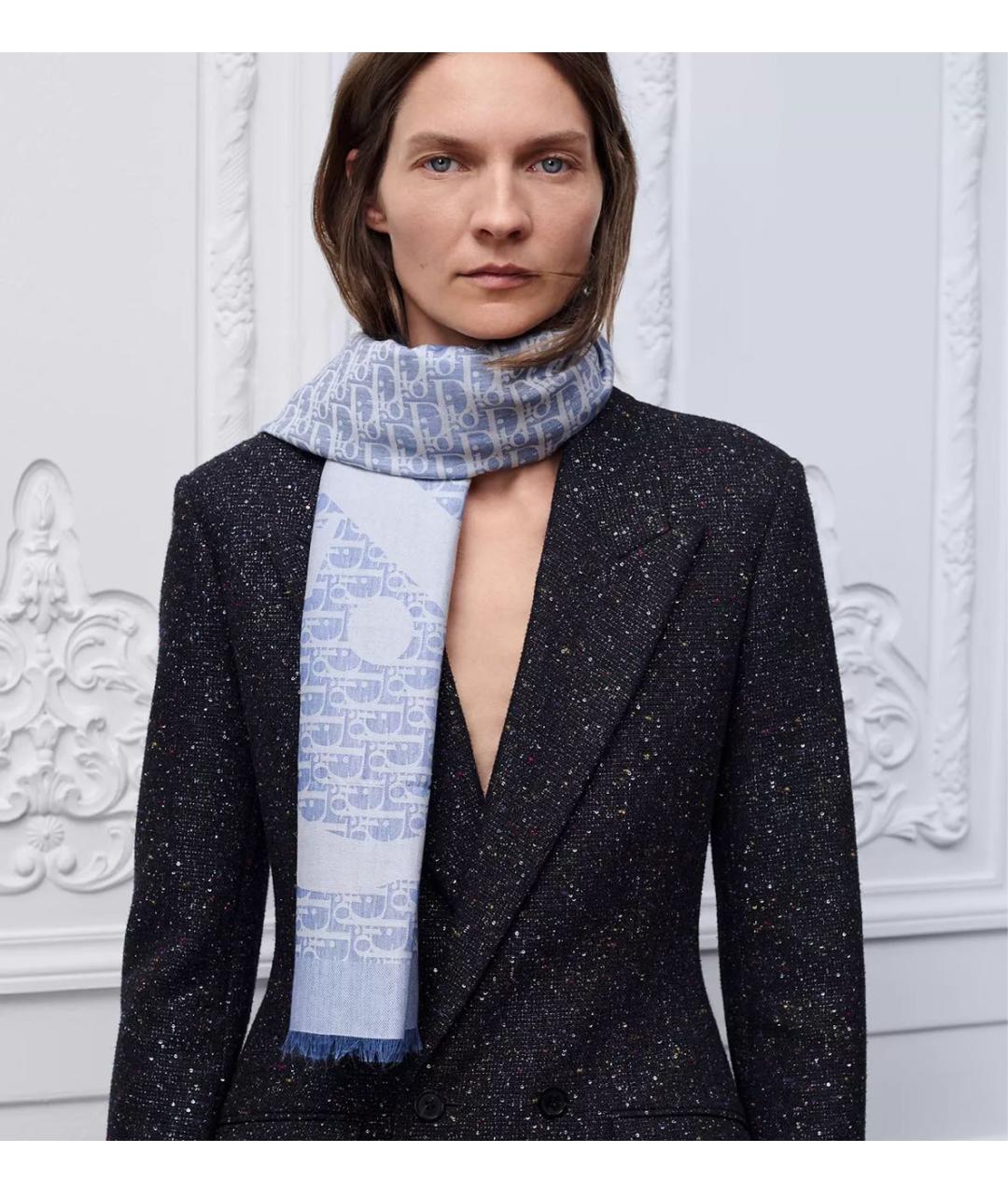 CHRISTIAN DIOR Голубой хлопковый платок, фото 2