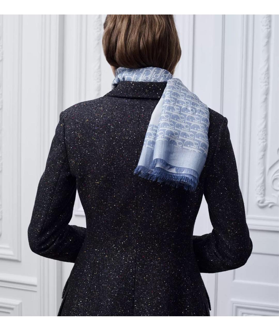 CHRISTIAN DIOR Голубой хлопковый платок, фото 5