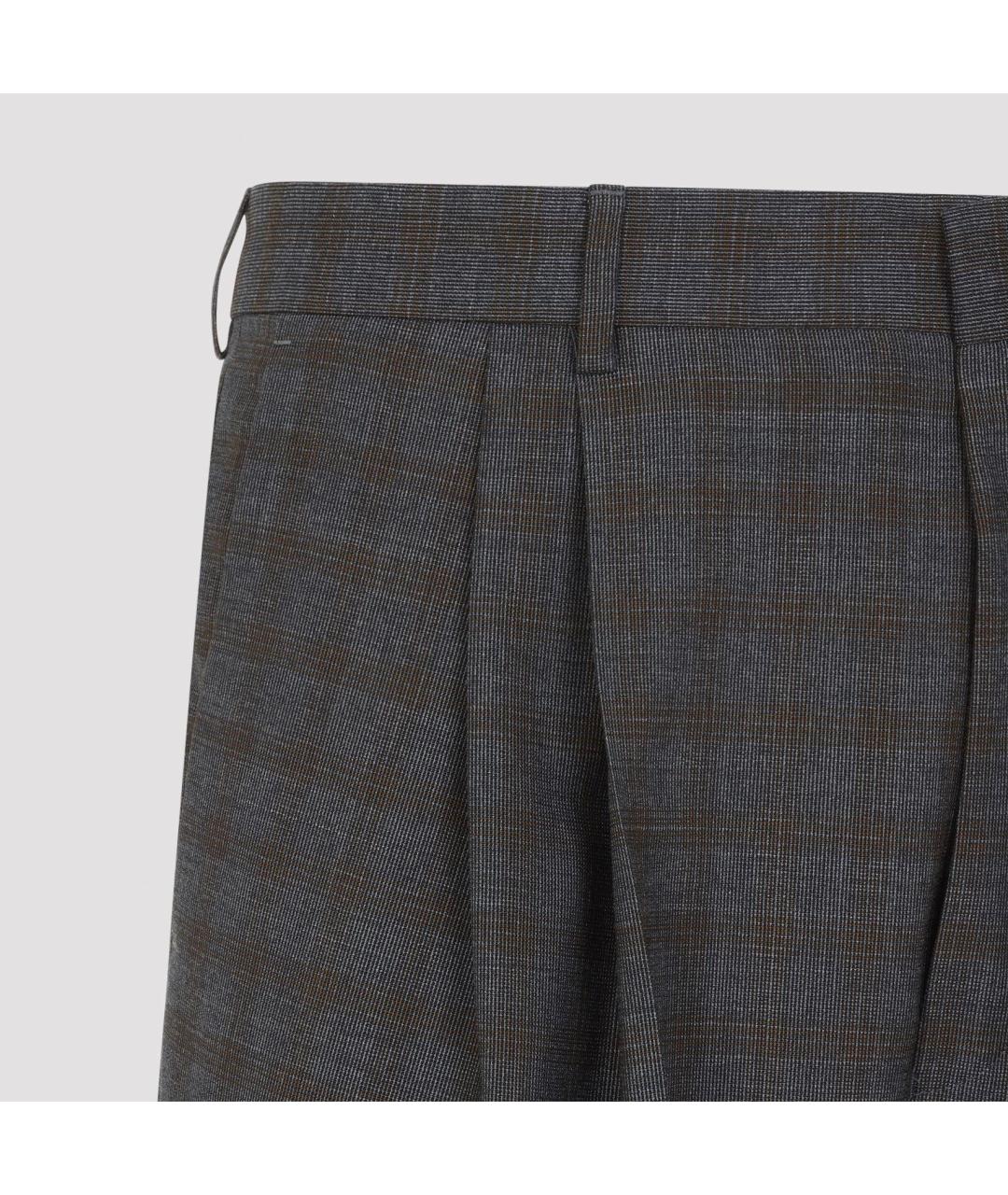 DRIES VAN NOTEN Коричневые шерстяные классические брюки, фото 3