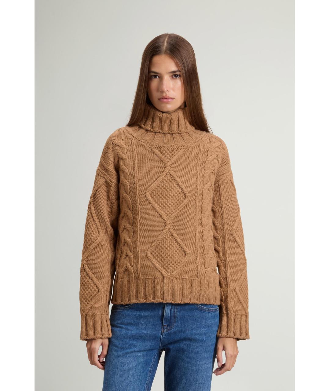 WOOLRICH Бежевый шерстяной джемпер / свитер, фото 4