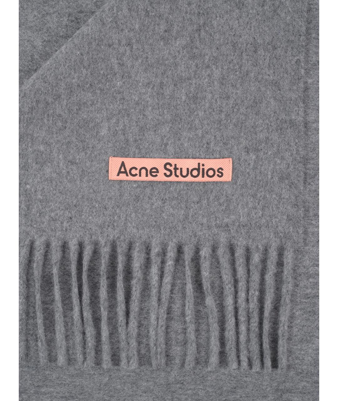 ACNE STUDIOS Серый шерстяной шарф, фото 2