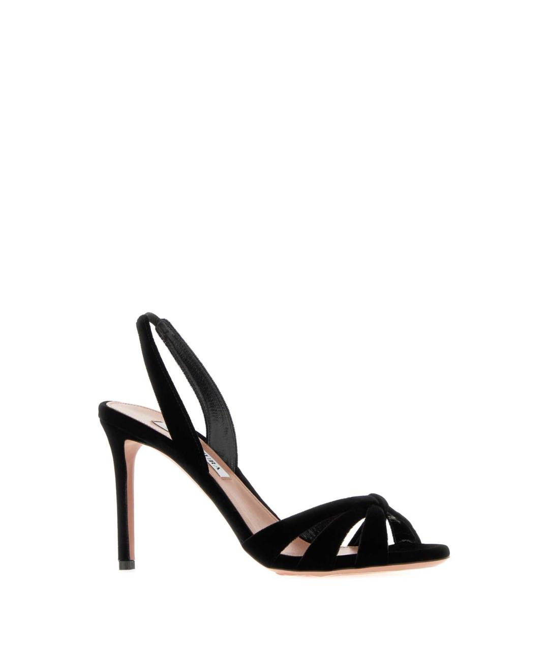 AQUAZZURA Черные текстильные босоножки, фото 2