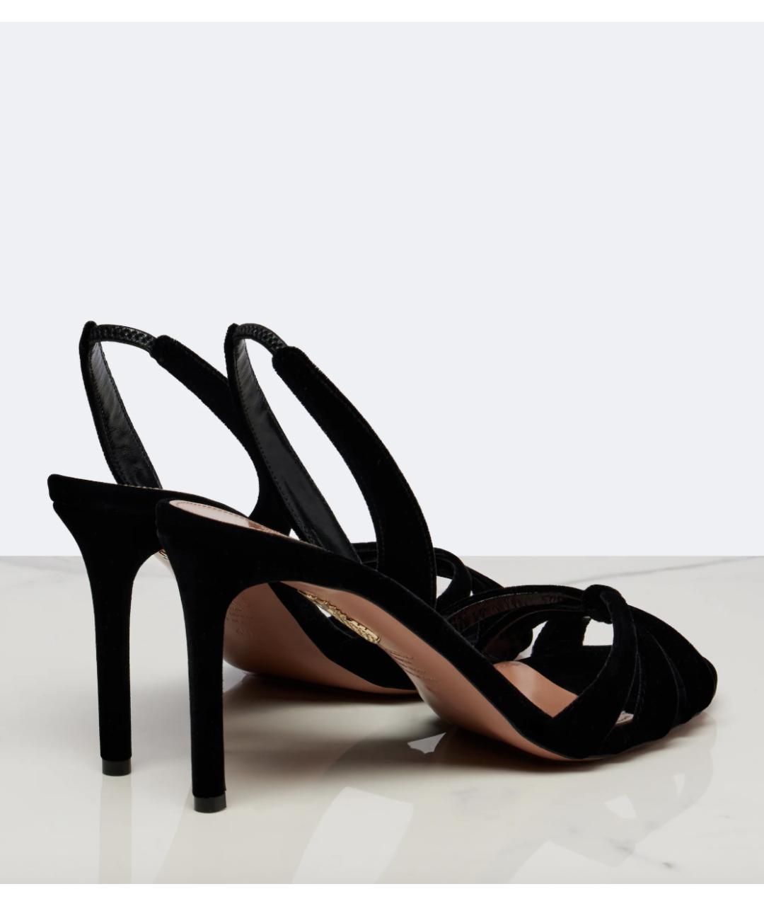 AQUAZZURA Черные текстильные босоножки, фото 6