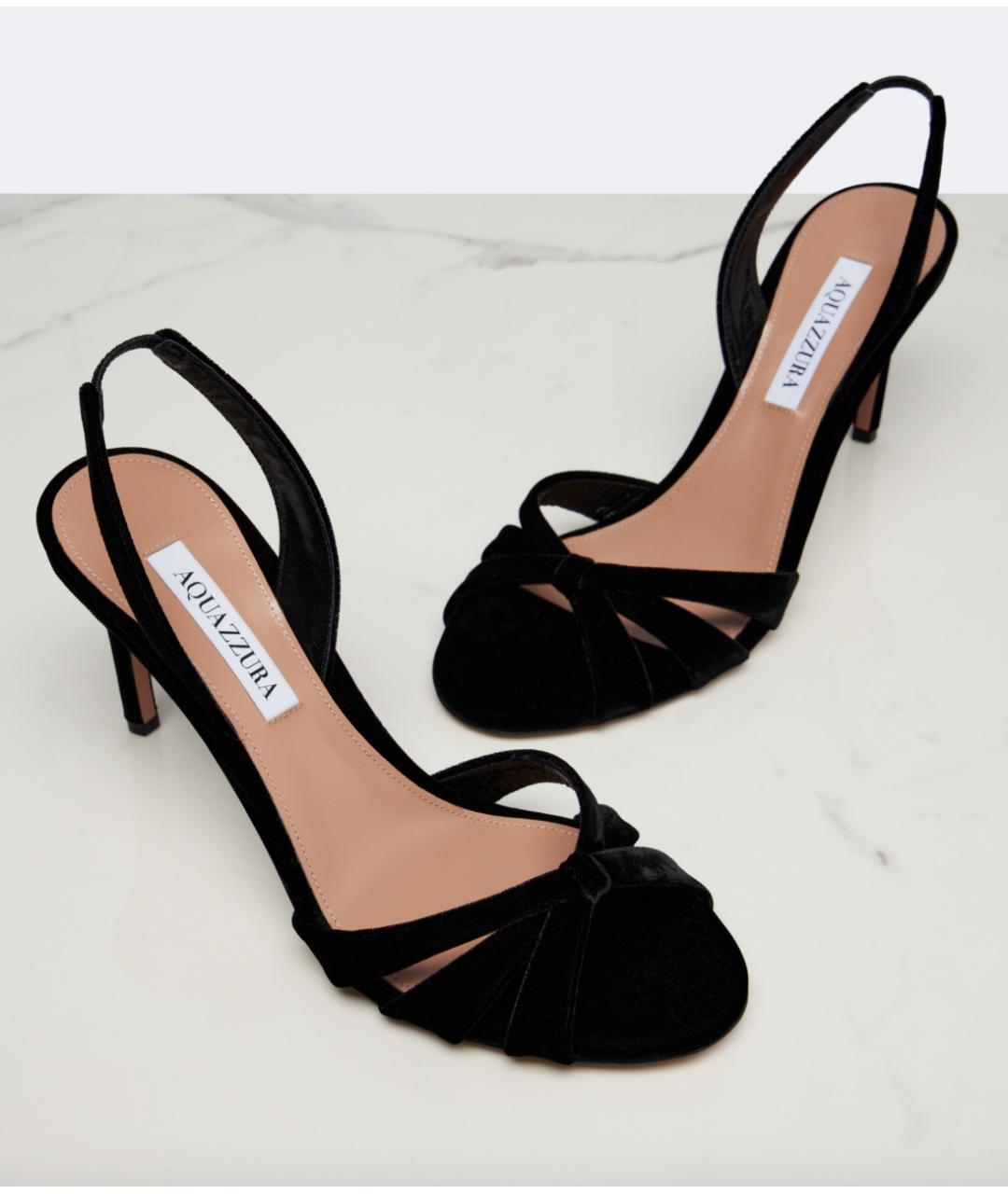 AQUAZZURA Черные текстильные босоножки, фото 7