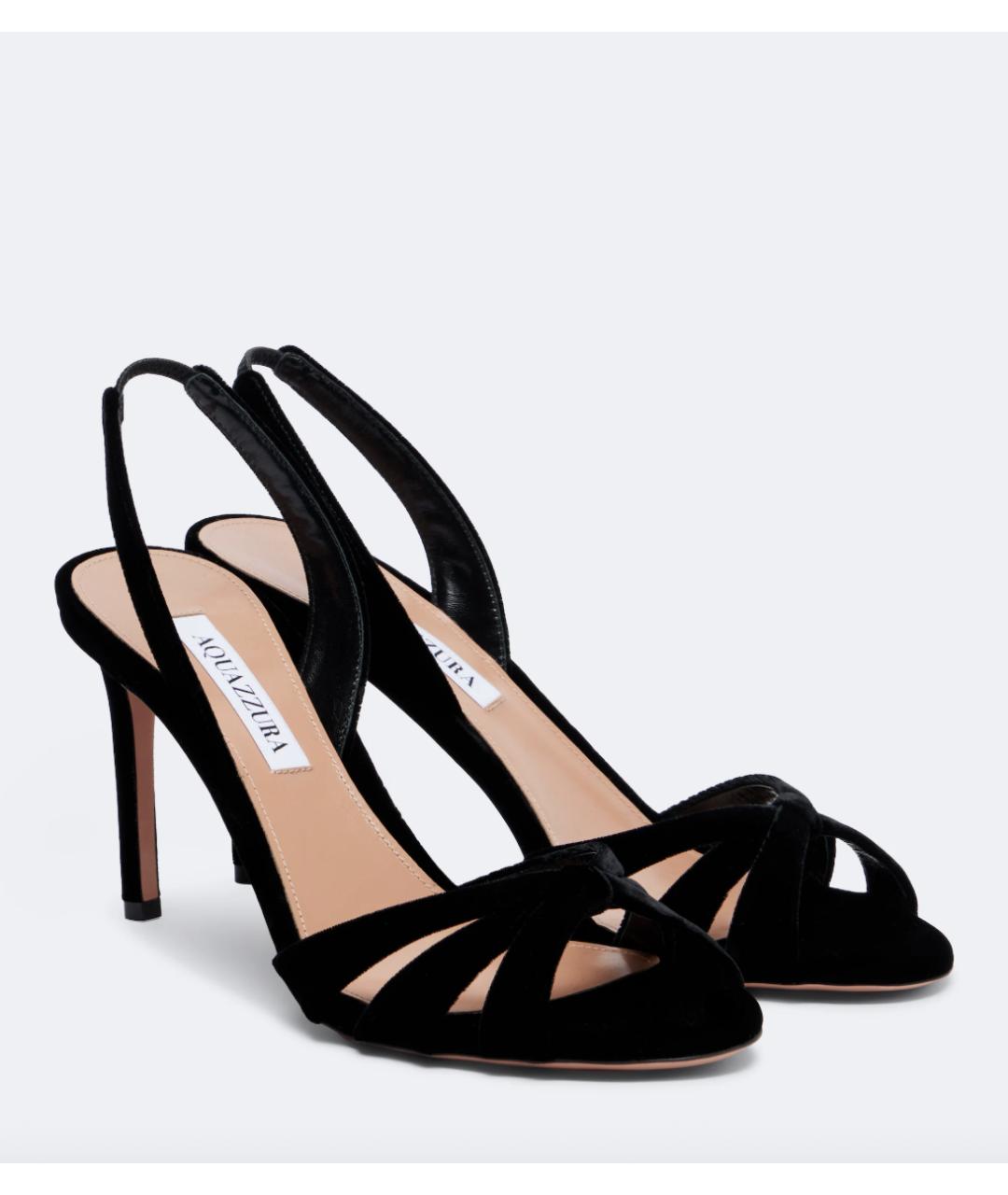 AQUAZZURA Черные текстильные босоножки, фото 3
