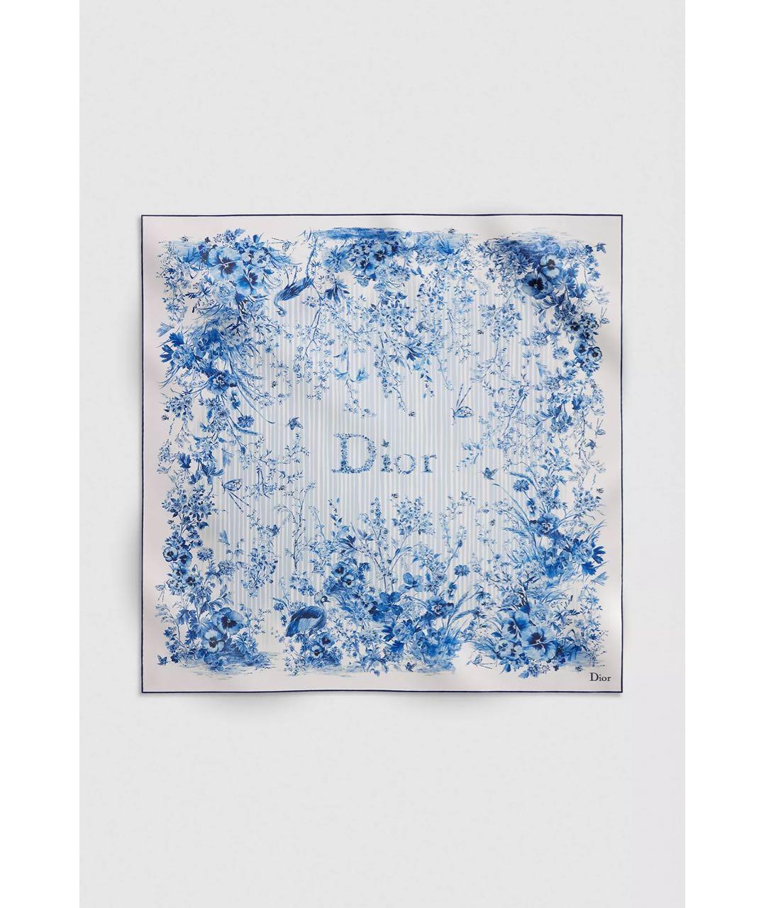 CHRISTIAN DIOR Голубой шелковый платок, фото 8