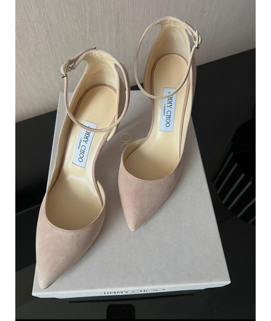 JIMMY CHOO Бежевые замшевые туфли, фото 2
