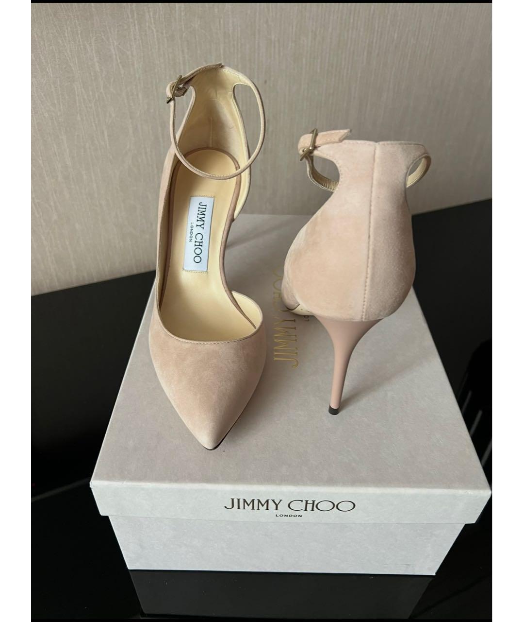 JIMMY CHOO Бежевые замшевые туфли, фото 6
