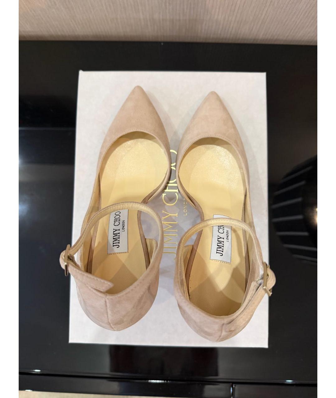 JIMMY CHOO Бежевые замшевые туфли, фото 3